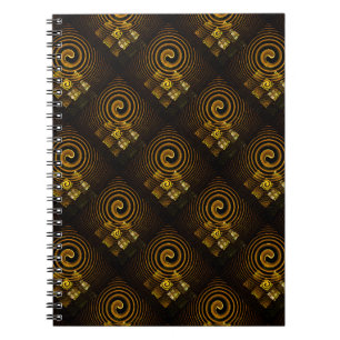 Caderno Espiral Padrão de Arte Abstrato Boho Elegante Moderno Dour