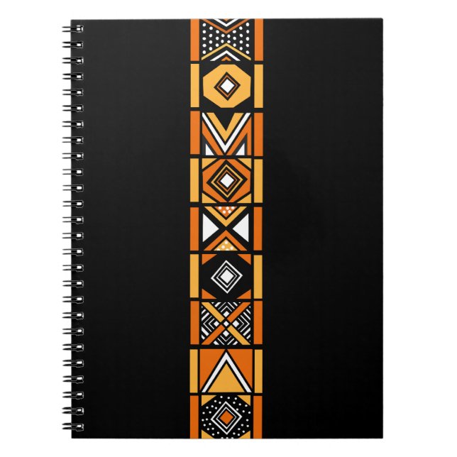 Caderno Espiral Padrão de arte africano (Frente)