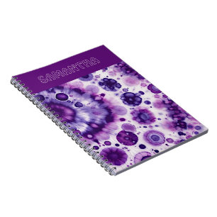 Caderno Espiral Padrão de Arte de Círculos Rosa Violeta Rosa Rosa