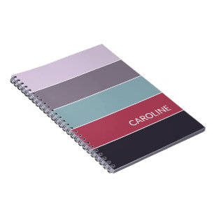 Caderno Espiral Padrão de arte de listras de bloco multicolorido r
