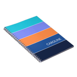 Caderno Espiral Padrão de arte de listras de bloco multicolorido r