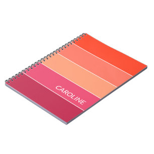 Caderno Espiral Padrão de arte de listras de bloco multicolorido r