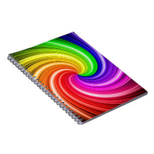 Caderno Espiral Padrão de Arte de Remoinho de Arco-Íris Colorido e