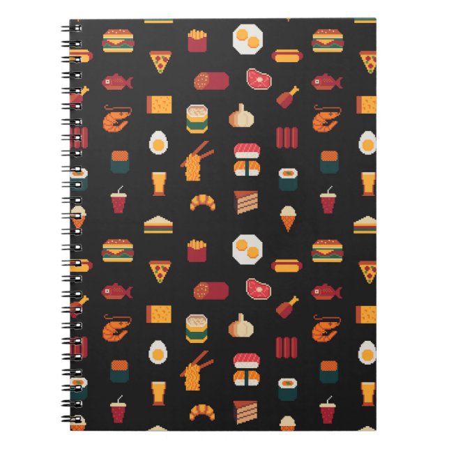 Caderno Espiral padrão de arte em pixel sem descontinuidades da co (Frente)