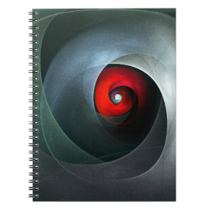 Caderno Espiral Padrão de Arte Moderna Abstrato de Roteiro Vermelh