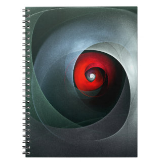 Caderno Espiral Padrão de Arte Moderna Abstrato de Roteiro Vermelh