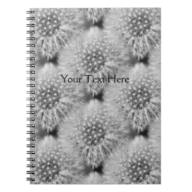 Caderno Espiral Padrão de Arte Natural Fluffy Dandelion Flower (Frente)