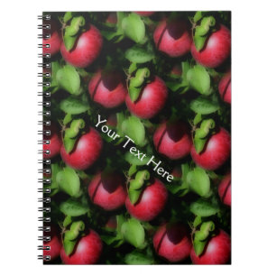 Caderno Espiral Padrão de Arte Natureza das Maçãs Vermelhas McI
