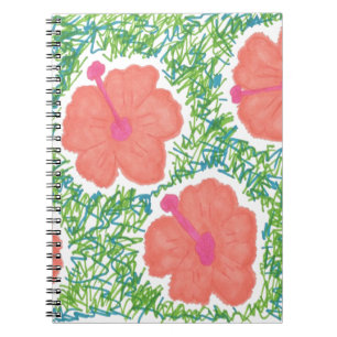 Caderno Espiral Padrão de Arte Pop do Hibiscus