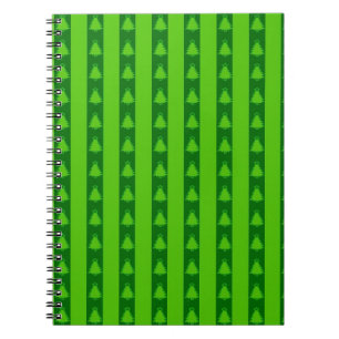 Caderno Espiral Padrão de Árvore de Natal em Greve Verde