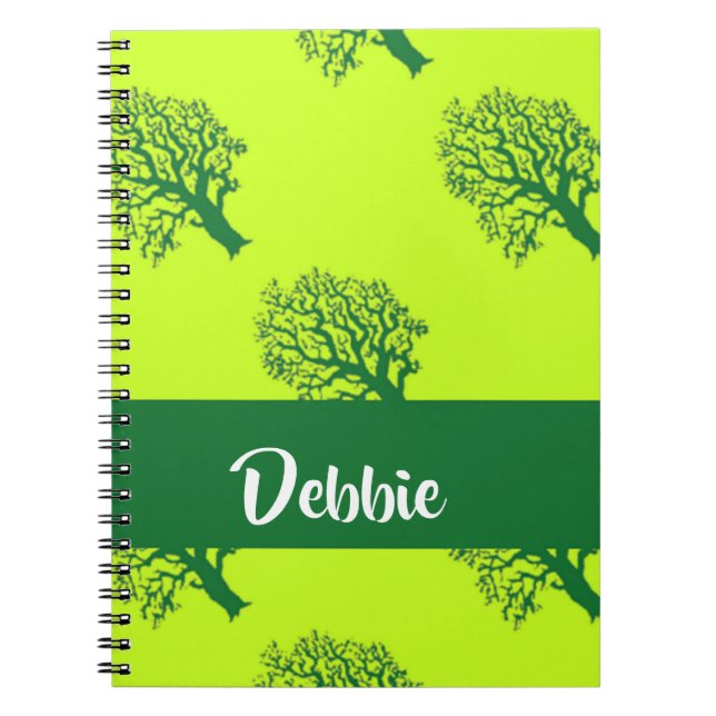 Caderno Espiral Padrão de árvore verde (Frente)
