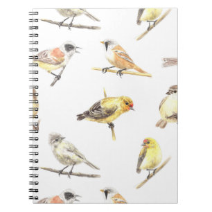 Caderno Espiral Padrão de aves em contato