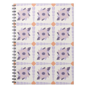 Caderno Espiral Padrão de Azulejo Decorativo Pastel Roxo