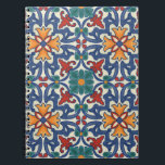 Caderno Espiral Padrão de Azulejo do Vintage Português Azulejos<br><div class="desc">Padrão de azulejos cerâmicos azulejos coloridos portugueses em cor d'água em fundo branco.</div>