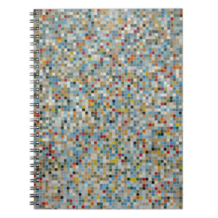 Caderno Espiral Padrão de Azulejo multicolorido mosaico quadrado (