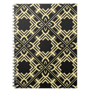 Caderno Espiral Padrão de azulejos modernos. Abstrato art deco se