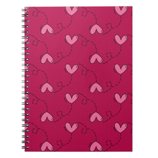 Caderno Espiral Padrão de Balão do Coração (Frente)