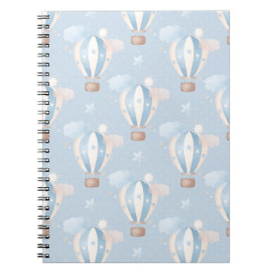 Caderno Espiral Padrão de Balões Azuis