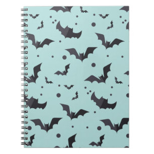 Caderno Espiral Padrão de Bat Verde do Halloween