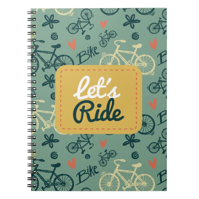 Caderno Espiral Padrão de Bicicleta Verde Moderno da Corrida do va (Frente)