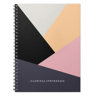 Caderno Espiral Padrão de blocos de cor geométrica de abstrato m