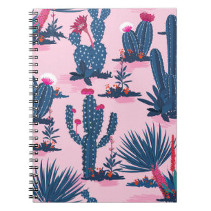 Caderno Espiral Padrão de Bloqueio de Cactus de Verão Doce
