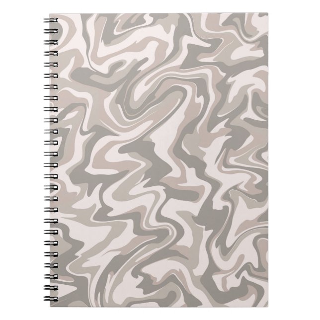 Caderno Espiral Padrão de Boho Líquido de Cabeça de Cinza Hippie 7 (Frente)