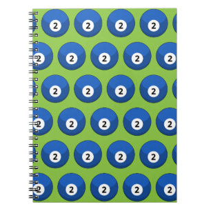 Caderno Espiral Padrão de Bola Azul Billiard Número Dois