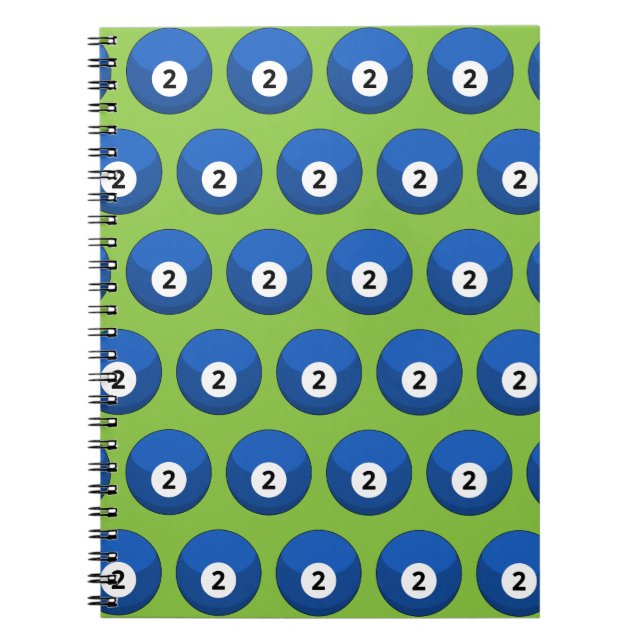 Caderno Espiral Padrão de Bola Azul Billiard Número Dois (Frente)