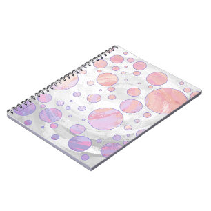 Caderno Espiral Padrão de Bolinhas da rosa claro