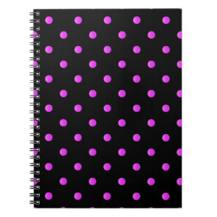 Caderno Espiral Padrão de Bolinhas de Alto Contraste - Rosa