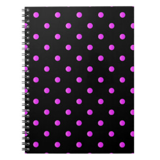 Caderno Espiral Padrão de Bolinhas de Alto Contraste - Rosa