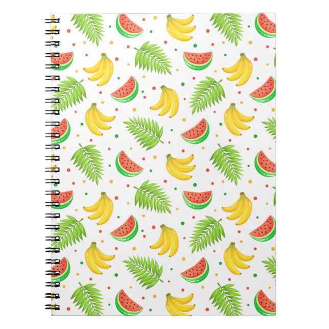 Caderno Espiral Padrão de Bolinhas de Fruta tropical (Frente)