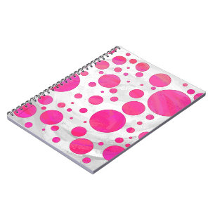 Caderno Espiral Padrão de Bolinhas de Paixão Rosa