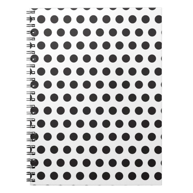 Caderno Espiral Padrão de Bolinhas Preto e Branco – Clássico Minim (Frente)