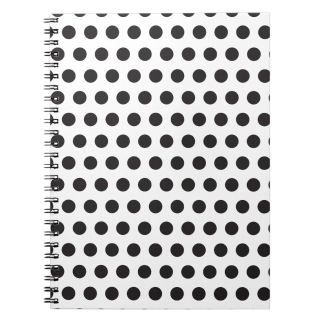 Caderno Espiral Padrão de Bolinhas Preto e Branco – Clássico Minim (Frente)