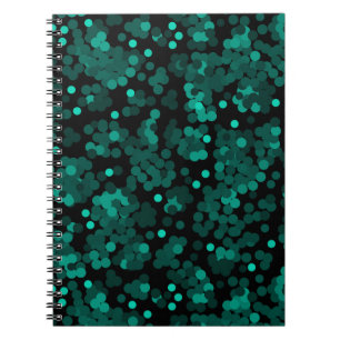 Caderno Espiral Padrão de bolinhas verde turquesa a preto