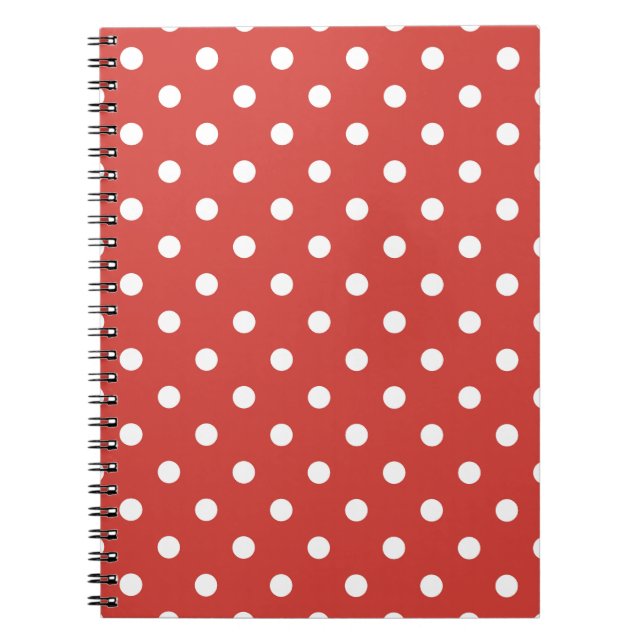 Caderno Espiral Padrão de Bolinhas Vermelhas e Brancas (Frente)
