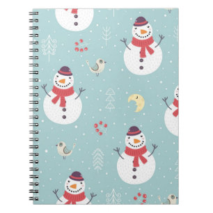Caderno Espiral Padrão de boneco de neve