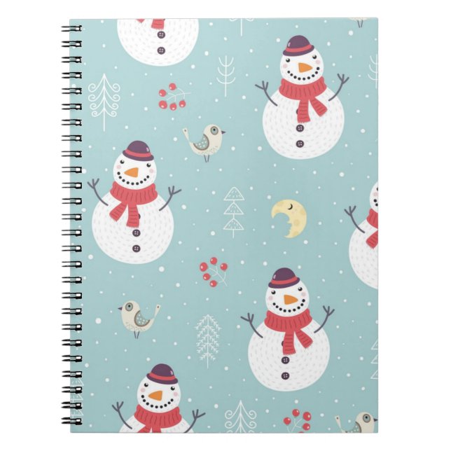 Caderno Espiral Padrão de boneco de neve (Frente)