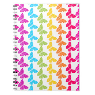 Caderno Espiral Padrão de borboleta cotovelo-cotovelo bonito e col