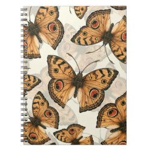 Caderno Espiral Padrão de borboleta de pântano de pavão
