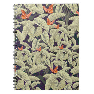 Caderno Espiral Padrão de borboleta de superfície desenhado arte,a