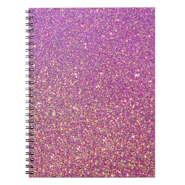 Caderno Espiral Padrão de Brilho Rosa (Frente)