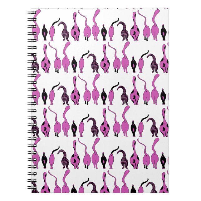 Caderno Espiral Padrão de Bumbuns de Gato Roxo (Frente)