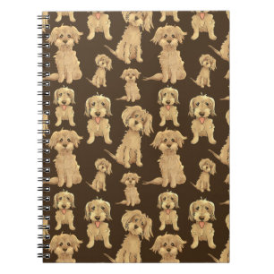 Caderno Espiral Padrão de Cachorro Marrom labradoodle goldendoodle