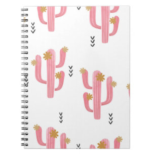 Caderno Espiral Padrão de cacto fluvial sem cor de água. Vint