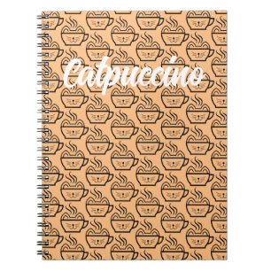 Caderno Espiral Padrão de Café Cat
