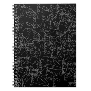 Caderno Espiral Padrão de caligrafia das assinaturas de Cinzas em 