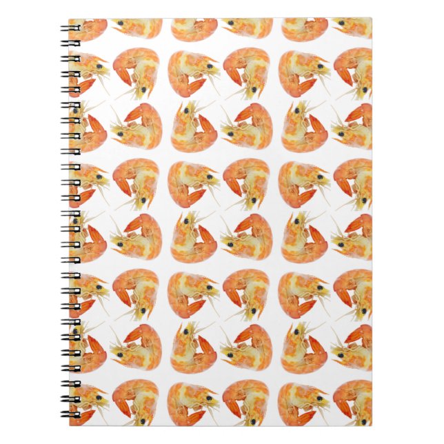 Caderno Espiral padrão de camarão abstrato (Frente)